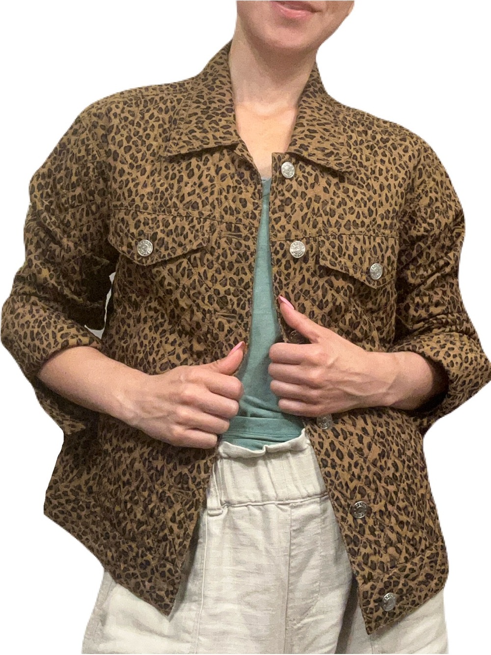 100% Silk Leopard Print Jacket - Quilted